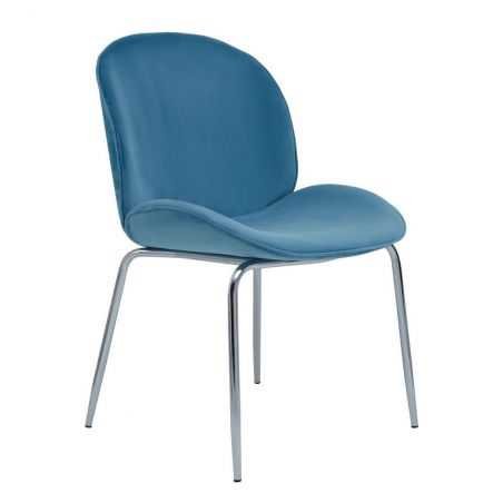 Tolethorpe Blue Velvet Chrome Dining Chair Designer Furniture £150.00 Store UK, US, EU, AE,BE,CA,DK,FR,DE,IE,IT,MT,NL,NO,ES,SE