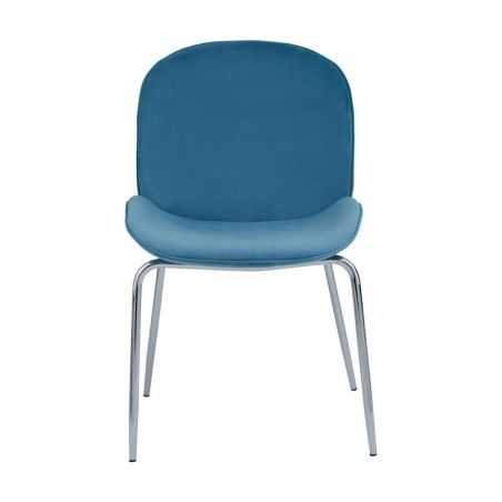 Tolethorpe Blue Velvet Chrome Dining Chair Designer Furniture £150.00 Store UK, US, EU, AE,BE,CA,DK,FR,DE,IE,IT,MT,NL,NO,ES,SE