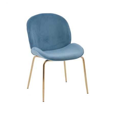 Tolethorpe Blue Velvet Gold Dining Chair Designer Furniture £235.00 Store UK, US, EU, AE,BE,CA,DK,FR,DE,IE,IT,MT,NL,NO,ES,SE