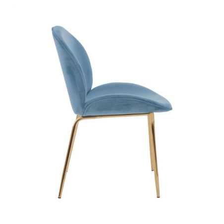 Tolethorpe Blue Velvet Gold Dining Chair Designer Furniture £235.00 Store UK, US, EU, AE,BE,CA,DK,FR,DE,IE,IT,MT,NL,NO,ES,SE