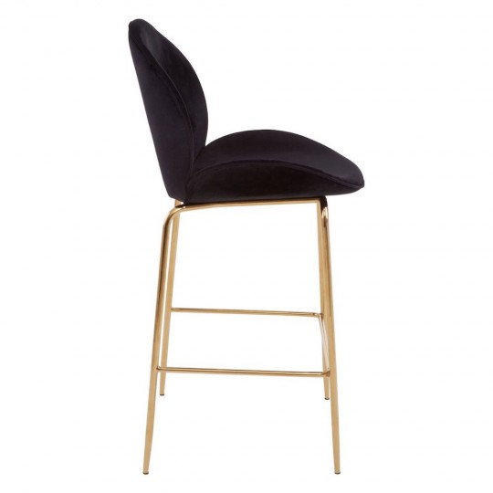 Black Velvet Bar Stool With Gold Legs