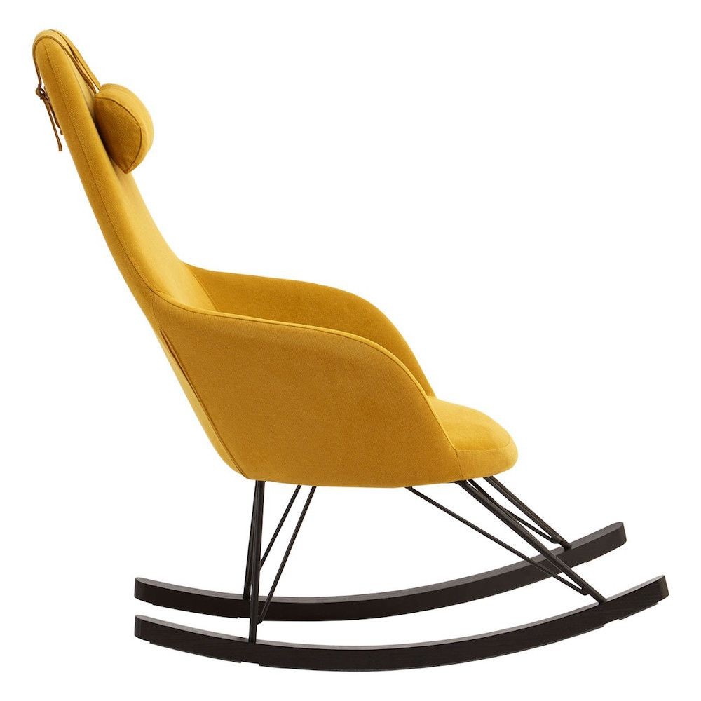 Kolding Blue or Yellow Velvet Rocking Chair Designer Furniture £600.00 Living Room Oak Veneer Steel product_features