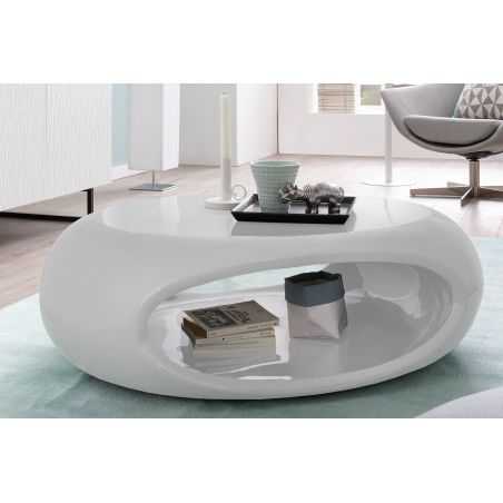 Retro White Round Coffee Table, White Gloss Retro Coffee Table