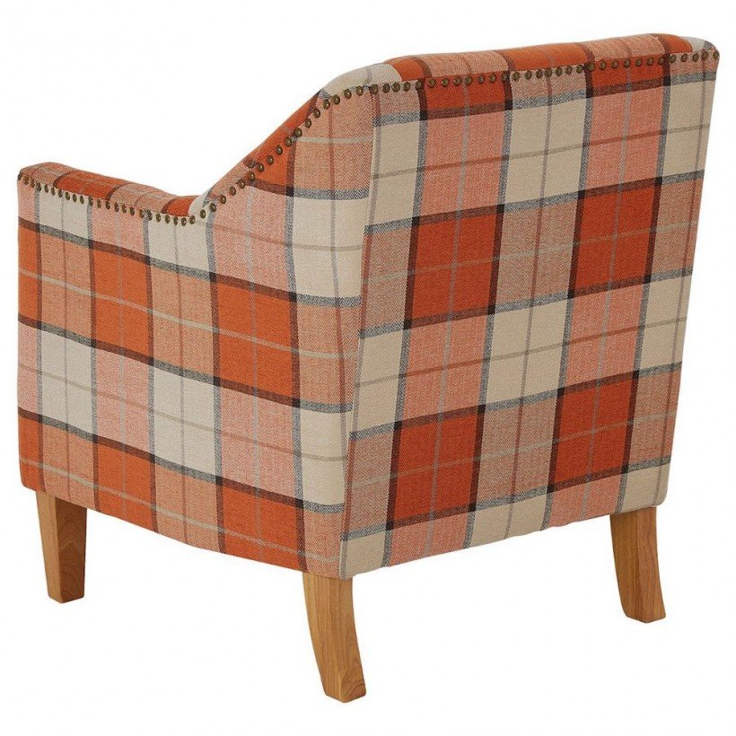 Checked country style armchair with checked fabric