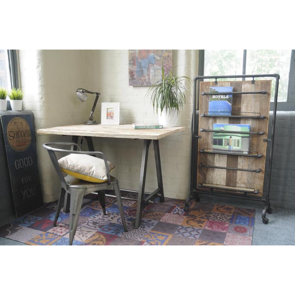 Factory Magazine Rack Storage £435.00 Office Mango Wood Steel product_features