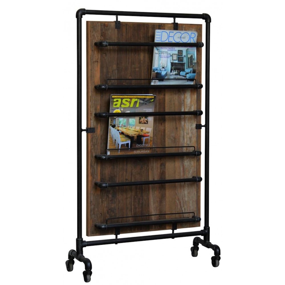 Factory Magazine Rack Storage £435.00 Office Mango Wood Steel product_features