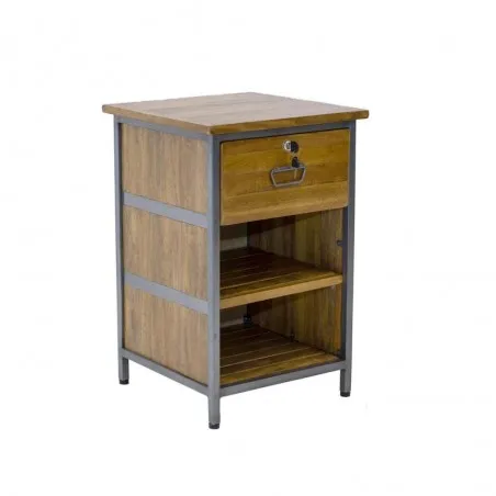 Factory Lockable Drawer Side Table Retro Furniture &pound;275.00 All Rooms Mango Wood Steel product_features