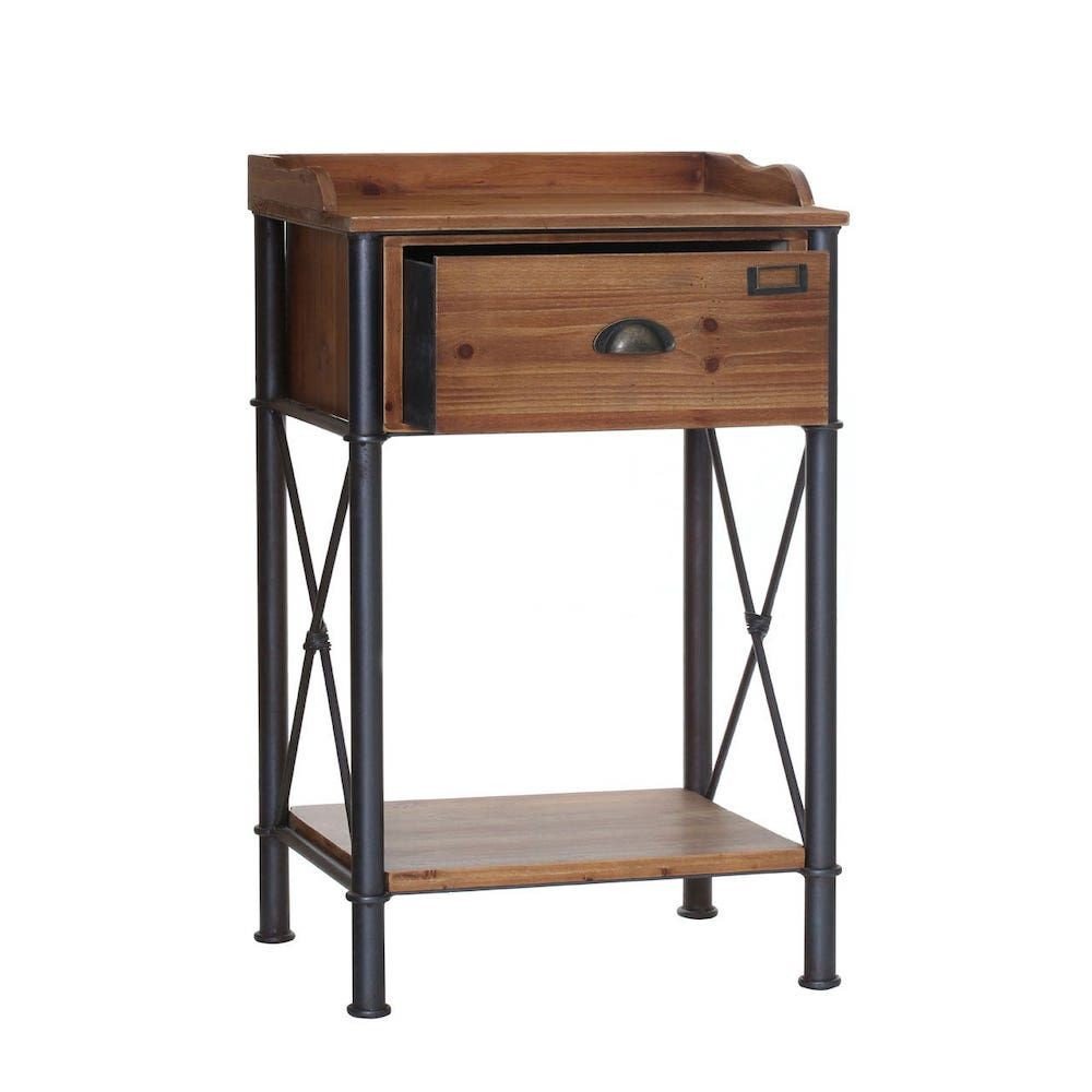 Factory Industrial Side Table Side Tables & Coffee Tables £289.00 Hallway Fir Wood Steel product_features