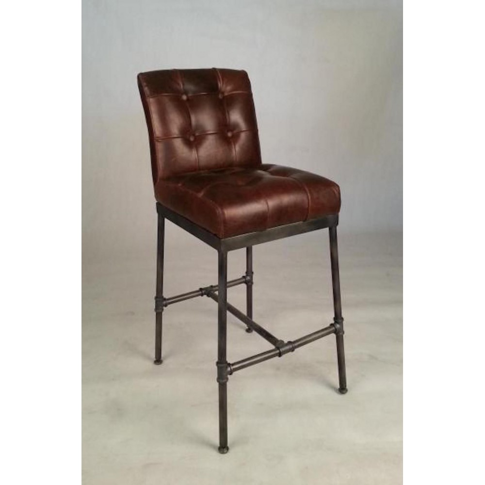 Leather Bar Stools With Backs Industrial Furniture £631.00