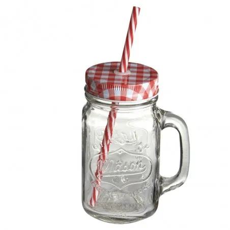Glass Mason Jar With Straw  Retro Ornaments £4.00      product_features