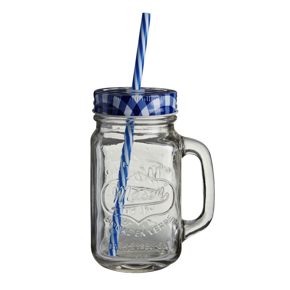 Glass Mason Jar With Straw  Retro Ornaments £4.00      product_features
