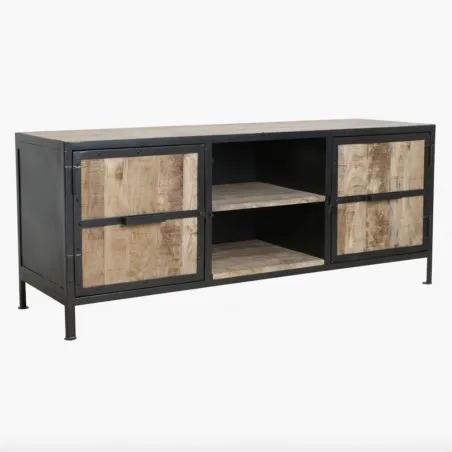 Factory Industrial Tv Cabinet Smithers Industrial Furniture &pound;985.00 Living Room Mango Wood Steel product_features