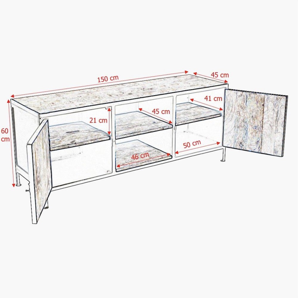 Factory Industrial Tv Cabinet Smithers Industrial Furniture £985.00 Living Room Mango Wood Steel product_features