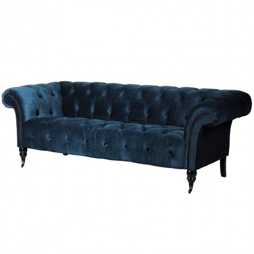 Blue Velvet Chesterfield Sofa • UK, US & Canada
