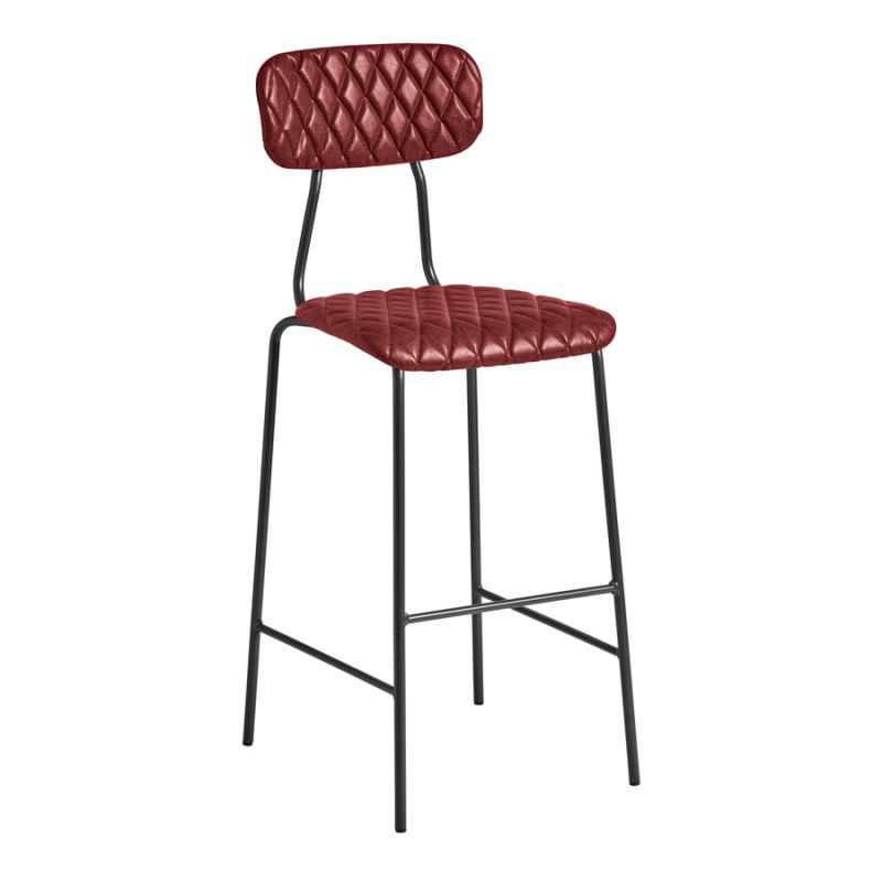 Blaze Red Leather Bar Stools With Backs, Red Leather Counter Stools With Backs