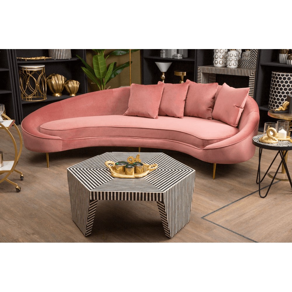 Loren Pink Velvet Sofa – Curved 3 Seater in Salmon Velvet & Gold Smithers Sofas and Armchairs £3,000.00 Pine Wood Stainless S...