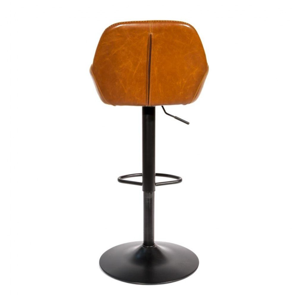 Vegan Tan Leather PU Vintage, Industrial Adjustable Gas Lift Bar Stool Industrial Furniture £385.00