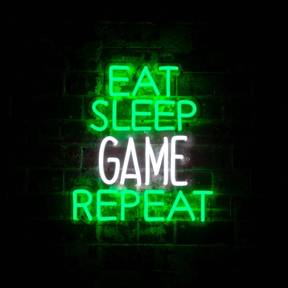 Eat Sleep Game Repeat Neon Wall Art Gifts £275.00