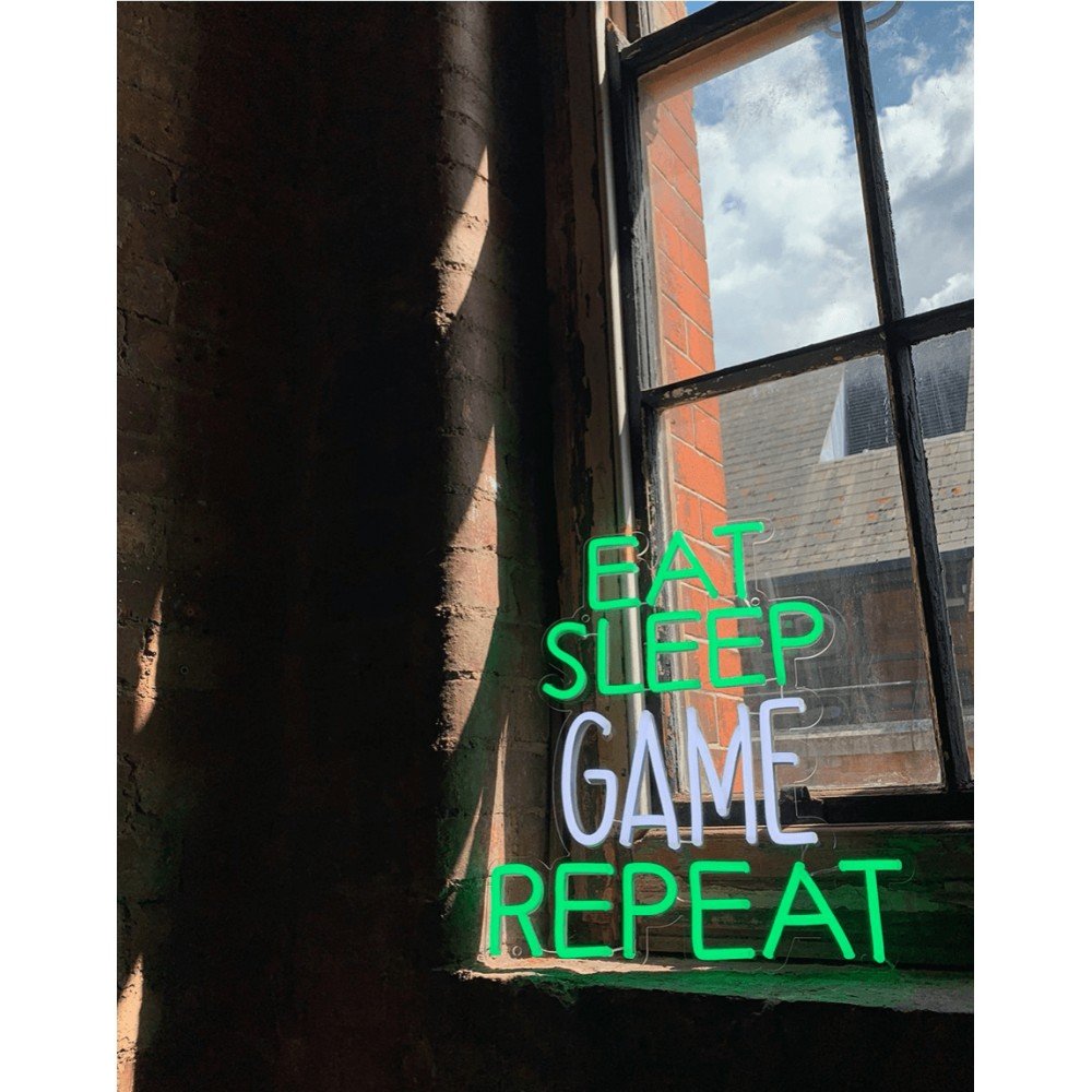 Eat Sleep Game Repeat Neon Wall Art Gifts £275.00
