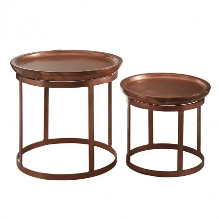 Nest Set of 2 Copper Side Coffee Tables Smithers Industrial Furniture £280.00 Living Room Anodised Brass product_features
