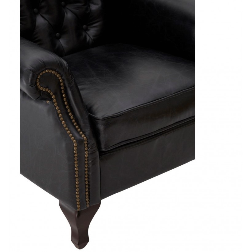 Chesterfield Black Leather Armchair • UK, US & Canada