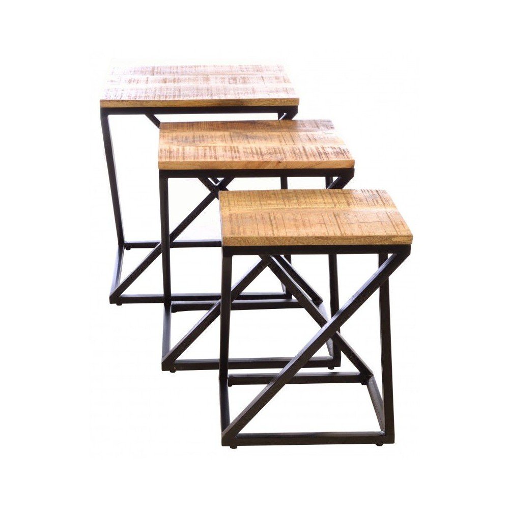 Industrial Nest of Coffee Tables Smithers Industrial Furniture £600.00 Living Room Reclaimed Wood Iron product_features