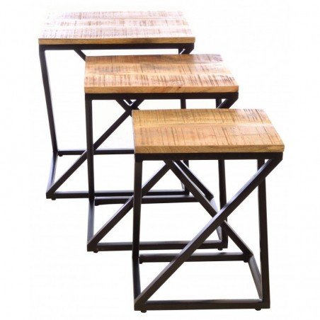 Industrial Nest of Coffee Tables Smithers Industrial Furniture &pound;600.00 Living Room Reclaimed Wood Iron product_features