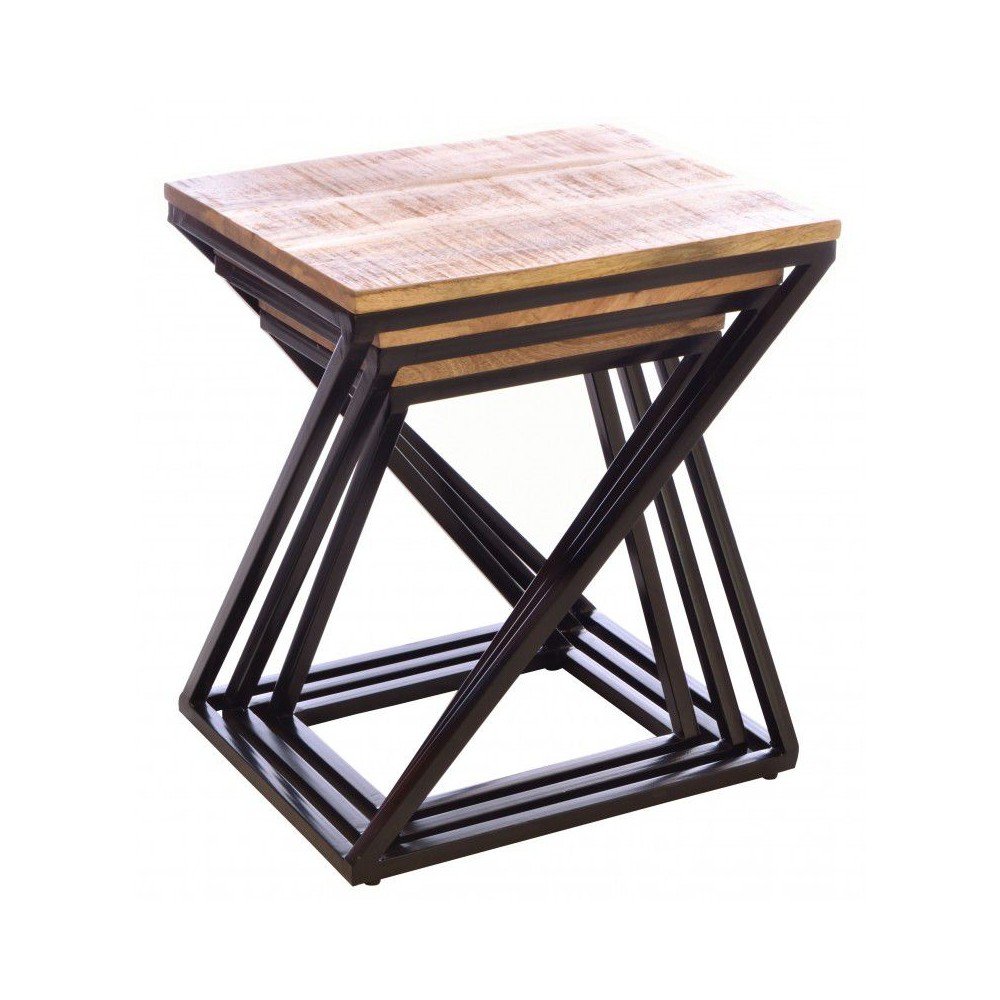 Industrial Nest of Coffee Tables Smithers Industrial Furniture £600.00 Living Room Reclaimed Wood Iron product_features
