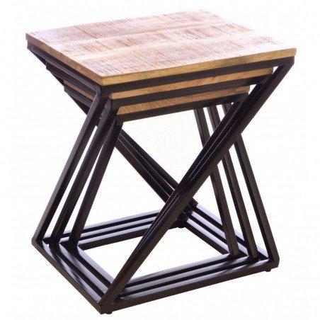 Industrial Nest of Coffee Tables Smithers Industrial Furniture &pound;600.00 Living Room Reclaimed Wood Iron product_features