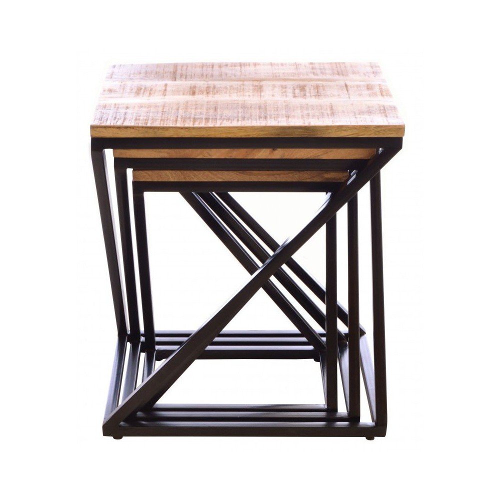 Industrial Nest of Coffee Tables Smithers Industrial Furniture £600.00 Living Room Reclaimed Wood Iron product_features