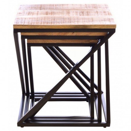 Industrial Nest of Coffee Tables Smithers Industrial Furniture &pound;600.00 Living Room Reclaimed Wood Iron product_features