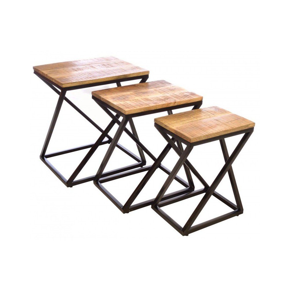 Industrial Nest of Coffee Tables Smithers Industrial Furniture £600.00 Living Room Reclaimed Wood Iron product_features