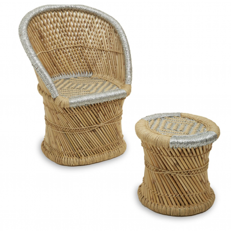 Tiki Rattan Chair & Footstool Sofas and Armchairs Smithers of Stamford £269.00 Store UK, US, EU, AE,BE,CA,DK,FR,DE,IE,IT,MT,N...