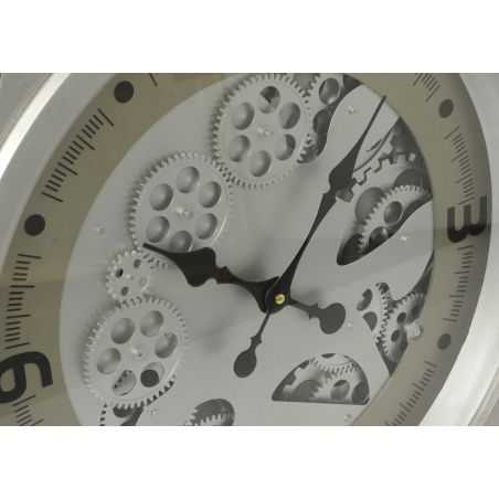 Silver Mechanical Wall Clock Retro Gifts Smithers of Stamford £228.00 Store UK, US, EU, AE,BE,CA,DK,FR,DE,IE,IT,MT,NL,NO,ES,SE