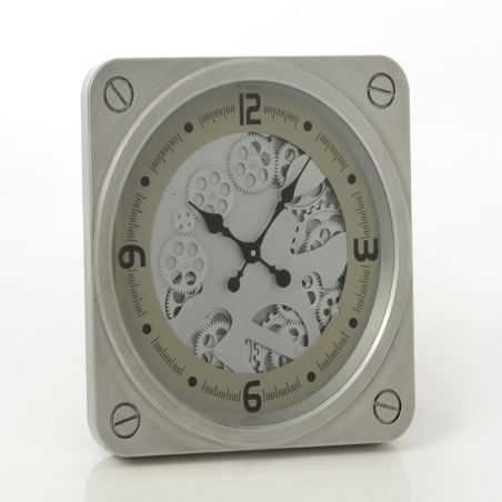 Silver Mechanical Wall Clock Retro Gifts Smithers of Stamford £228.00 Store UK, US, EU, AE,BE,CA,DK,FR,DE,IE,IT,MT,NL,NO,ES,SE