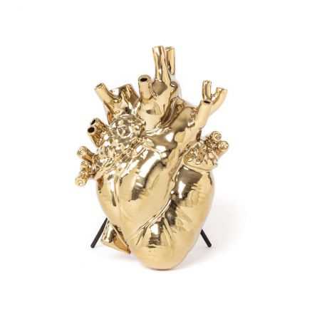 Seletti Love In Bloom Heart Vase - Gold Seletti  £88.00 Store UK, US, EU, AE,BE,CA,DK,FR,DE,IE,IT,MT,NL,NO,ES,SE