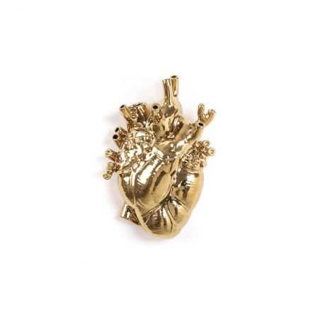 Seletti Love In Bloom Heart Vase - Gold Seletti  £88.00 Store UK, US, EU, AE,BE,CA,DK,FR,DE,IE,IT,MT,NL,NO,ES,SE