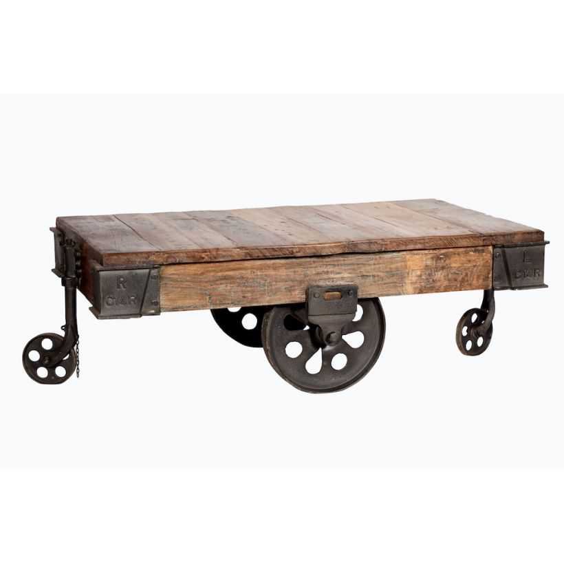 Railway Cart Coffee Table Industrial, Furniture Trolley Coffee Tables