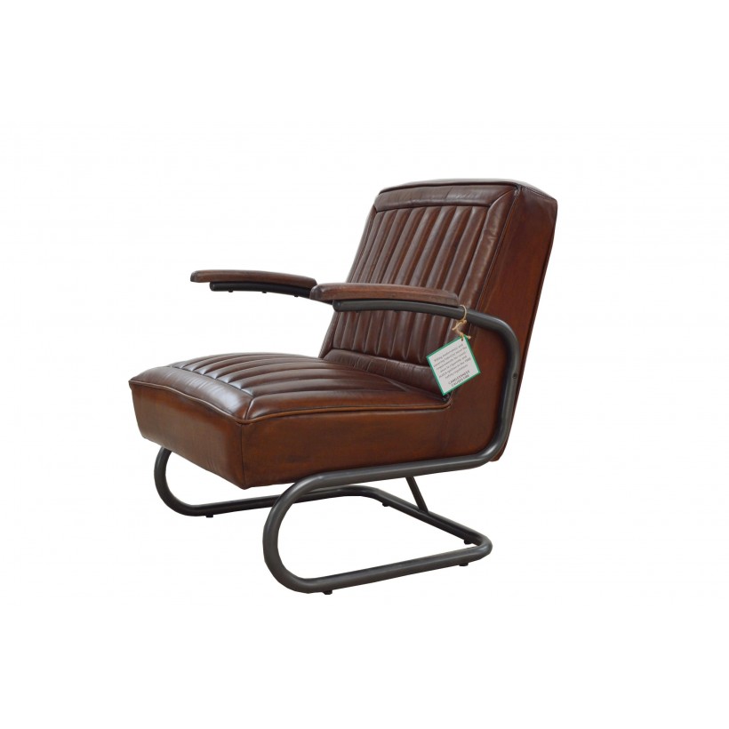 Tan Leather Industrial Armchair - Smithers of Stamford