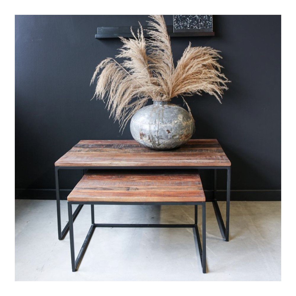 Factory 2 piece Coffee Table Set Smithers Industrial Furniture £435.00 Living Room Reclaimed Wood Reclaimed Steel product_fea...