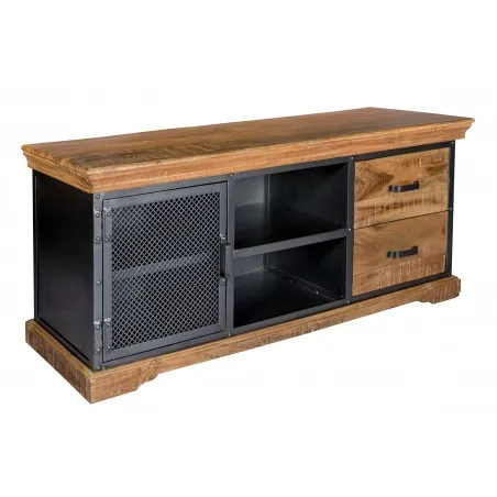 Factory TV Stand Smithers Industrial Furniture £692.00 Living Room Mango Wood Steel product_features