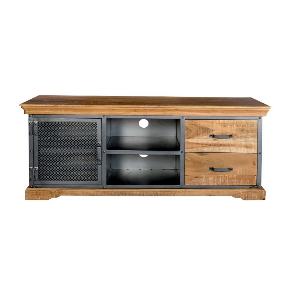 Factory TV Stand Smithers Industrial Furniture £692.00 Living Room Mango Wood Steel product_features