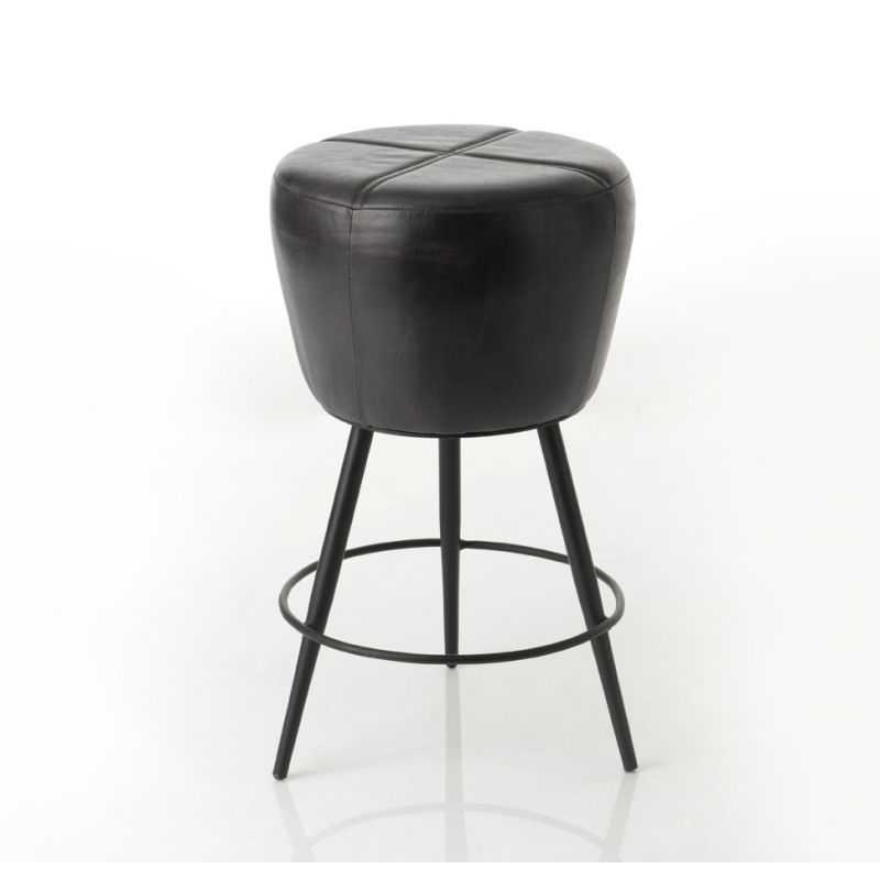 Mustang Grey Leather Stool Industrial Furniture Smithers of Stamford £350.00 Store UK, US, EU, AE,BE,CA,DK,FR,DE,IE,IT,MT,NL,...