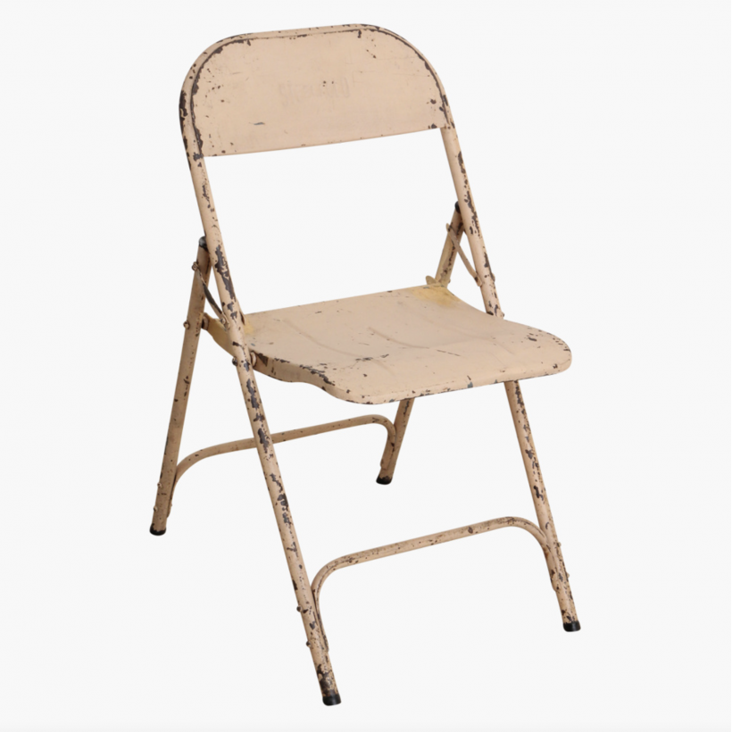 old rugged industrial iron folding chair座面高は