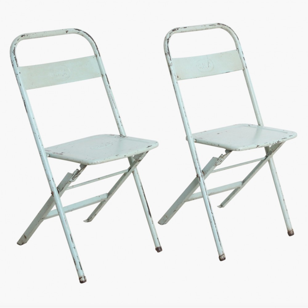 Vintage Metal Folding Outdoor Cafe Chairs Smithers Industrial Furniture £105.00 All Rooms Solid Iron product_features