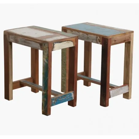 Reclaimed Wood Stool Low Stools £90.00 All Rooms FSC Recycled Wood product_features