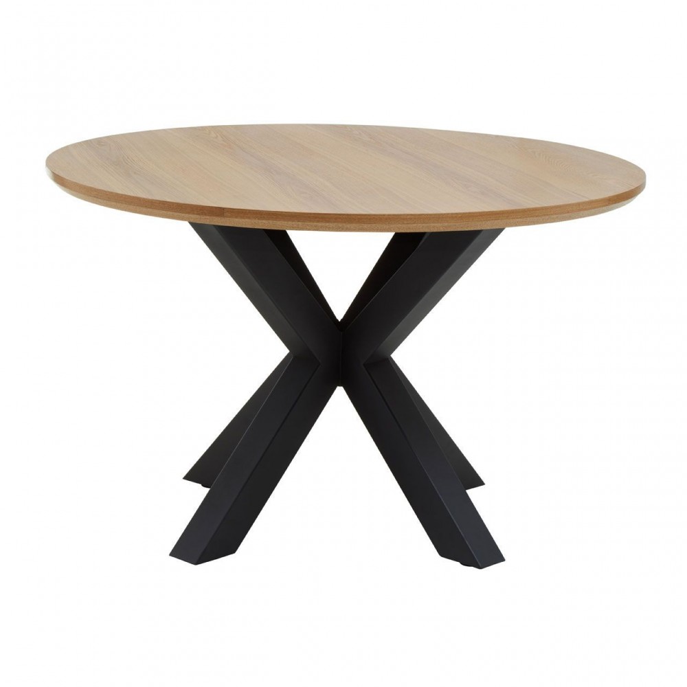 Salford Dining Table with Black Powder Coat Legs Smithers Designer Furniture £357.00 Kitchen Diner Oak Veneer Stainless Steel...