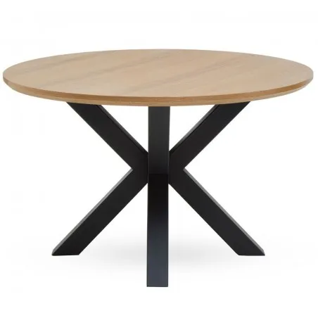 Salford Dining Table with Black Powder Coat Legs Smithers Designer Furniture £357.00 Kitchen Diner Oak Veneer Stainless Steel...