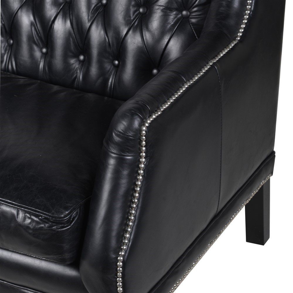 Victor Black Leather Sofa Vintage Furniture £3,025.00