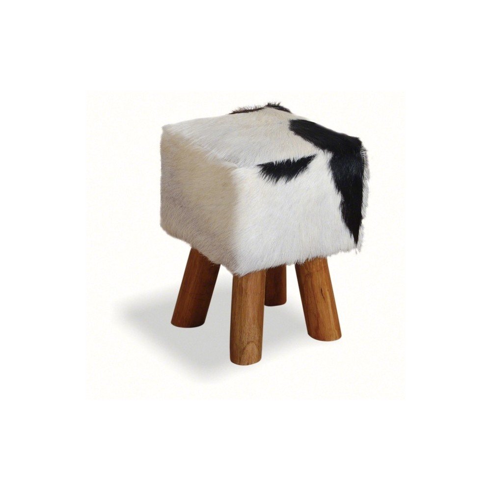 Goat Skin Fur Stool Smithers Footstools £150.00 All Rooms Mango Wood product_features